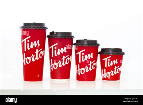 Calgary, Alberta, Canada. May 18, 2021. Tim Hortons coffee cups of ...