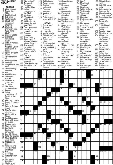 Washington Post Sunday Crossword Puzzle Printable | Emma Crossword Puzzles