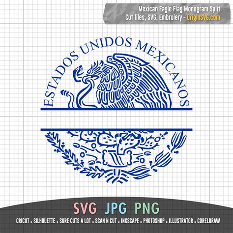 Mexican Eagle Flag Monogram Split SVG in 4 Variation – Origin SVG Art