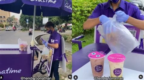 Bak Pedagang Es Krim, Viral Chatime Jualan Pakai Gerobak di Pinggir Jalan