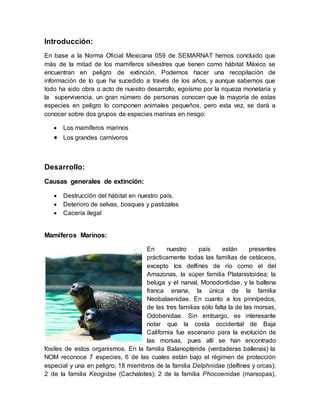 Animales en peligro de extincion maria fernanda gerardo urias actividad1_eje4 | PDF