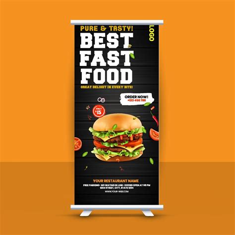 Free Fast Food Roll Up Banner Design Idea For Restaurant 2566129 Vector Art at Vecteezy