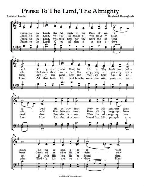 Free Choir Sheet Music – Praise To The Lord, The Almighty – Michael ...