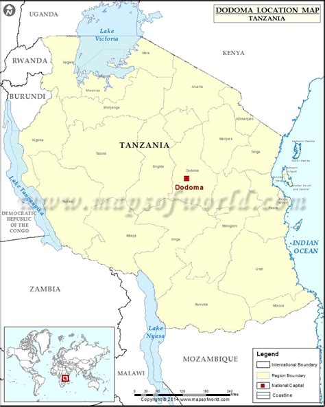 Where is Dodoma | Location of Dodoma in Tanzania Map