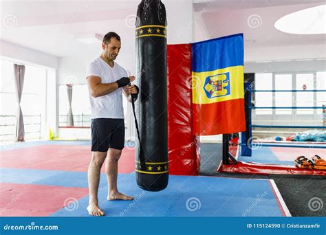 Kickboxer is Preparing for the Training Stock Photo - Image of adult ...