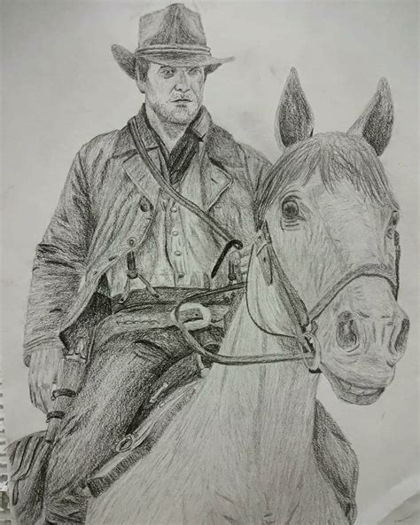 Arthur Morgan on a horse artwork :) : reddeadredemption