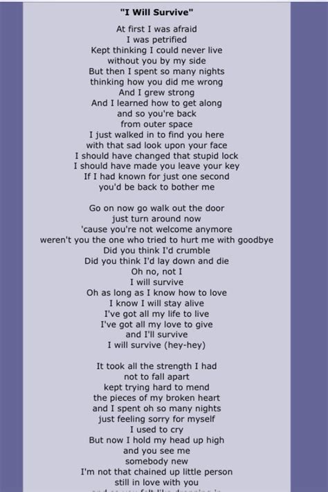 "I Will Survive" is a hit song first performed by American singer ...