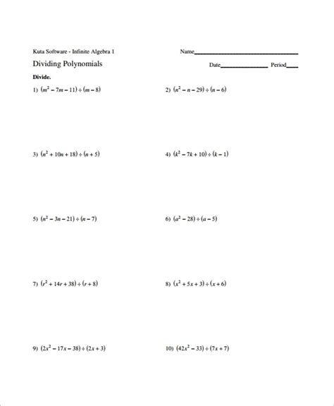 Algebra 2 Polynomial Long Division Worksheet | Long Division Worksheets