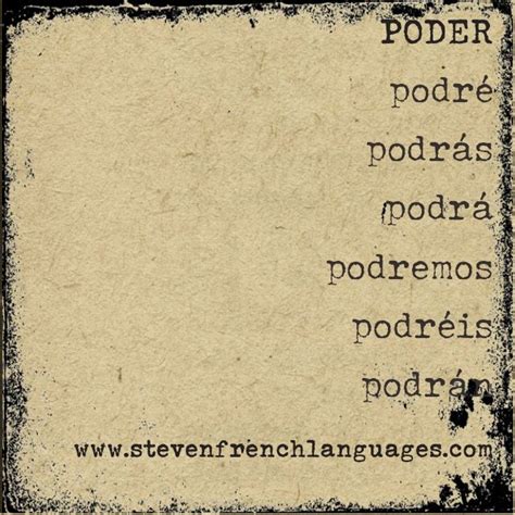 The Spanish verb "poder" (to be able) in the future. | Spanish verbs, Imperfect tense spanish ...