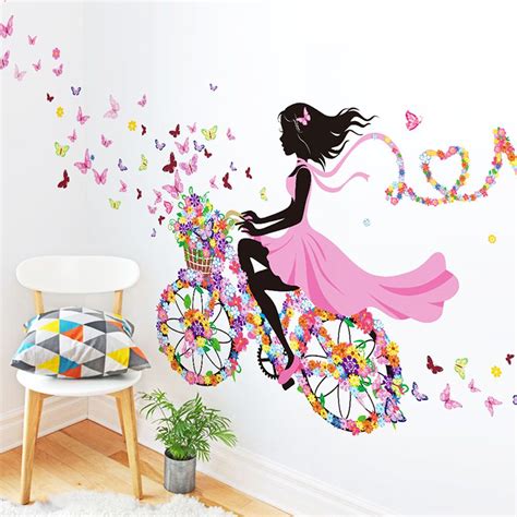 Nuevo 2016 de La Personalidad de Dibujos Animados DIY Bicicleta Chica Mariposa Flo… | Decoración ...