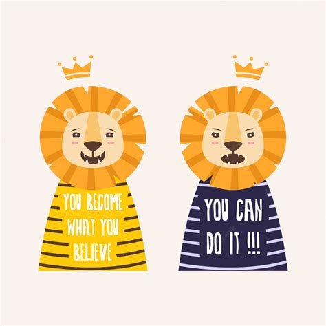 Premium Vector | Two cute lion with quotes