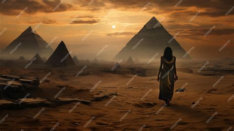 Premium AI Image | Pyramids in the desert with pyramids in the background