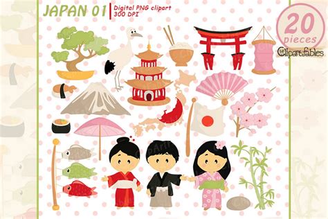 Japan Tradition clipart, japanese clip art, cute travel art