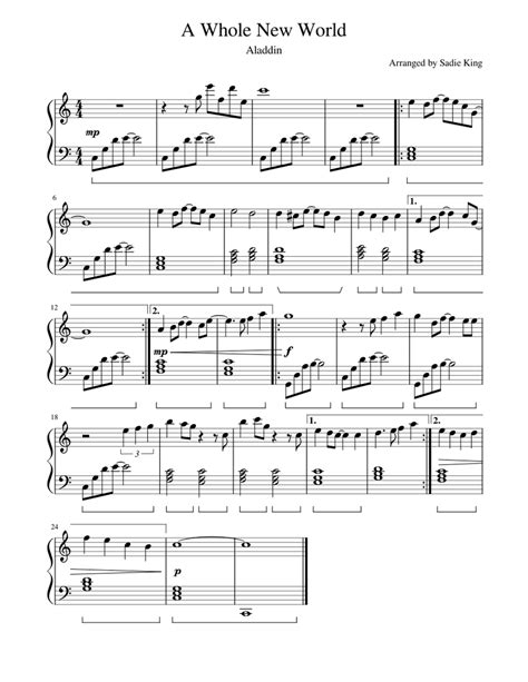 A Whole New World - Aladdin - Easy Piano Sheet music for Piano (Solo) | Musescore.com