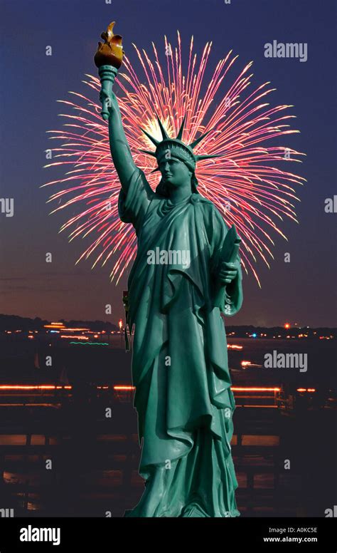 Fireworks With Statue of Liberty in Foreground New York City Stock Photo - Alamy