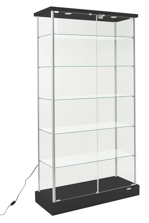 Glass Display Case | Black Canopy Top with (2) Recessed Lights