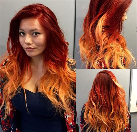 Red auburn ombre | Fire ombre hair, Fire hair, Ombre hair