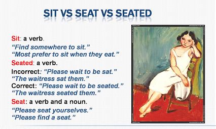 'Sit' vs 'Seat' vs 'Seated' English Idioms, English Lessons, English ...