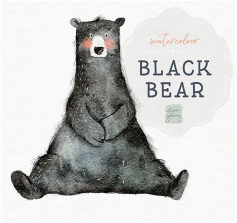 Cute watercolor black bear clipart perfect woodland nursery art baby ...