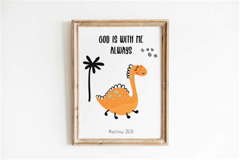 Dinosaurs Bible Verse Printable Wall Art for Nursery Decor | Etsy