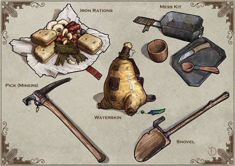 ArtStation - Equipment Cards: More camping and Tools, Michael Fitzhywel Dungeons And Dragons ...