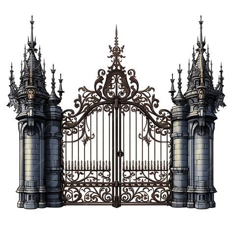 Premium AI Image | Isolated of Swing Gate With Castle Battlement Design Consisting of a Dou 3D ...