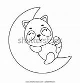 Coloring Page Cute Little Raccoon Sleeping Stock Vector Royalty Free  sketch template