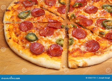 Pepperoni Pizza with Chill Sliced Stock Image - Image of spicy, sliced: 33631751