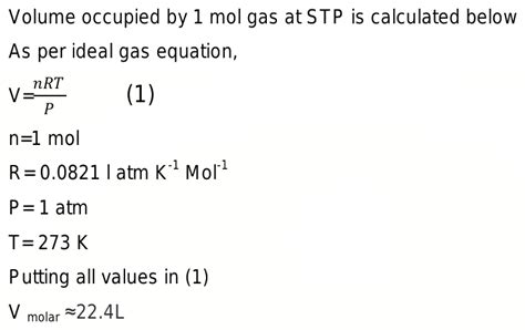 What is the molar volume of an ideal gast at STP?