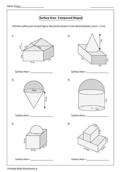 Area Of Compound Shapes Worksheet