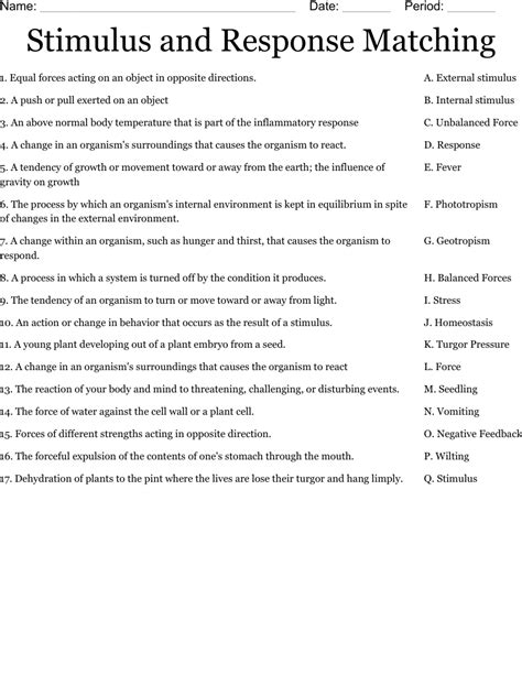 Stimulus And Response Worksheet Answer Key - Askworksheet