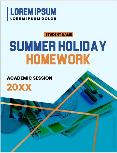 Cover Page Designs for Summer Holiday Homework | Editable