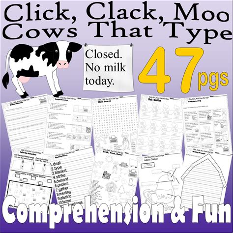 Click Clack Moo Cows that Type Book Companion Reading Comprehension ...