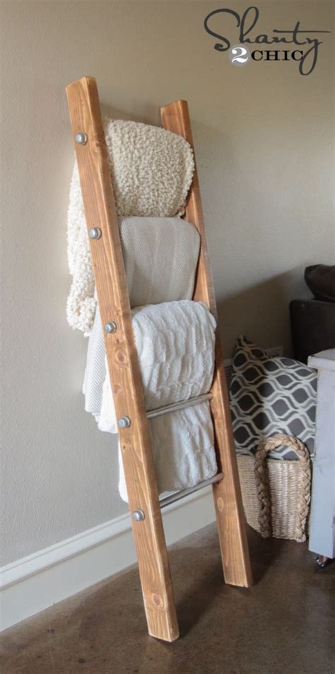 DIY Wood and Metal Pipe Blanket Ladder - Shanty 2 Chic