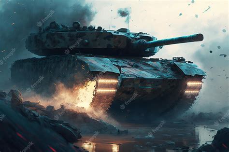 Premium Photo | Leopard 2 main battle tank in combat Created with generative AI technology