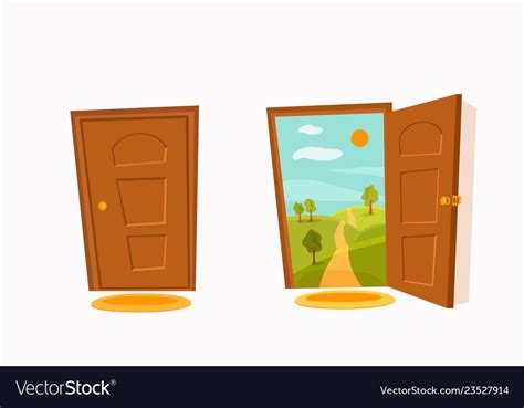 Open door cartoon colorful flat Royalty Free Vector Image