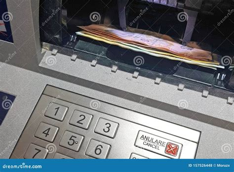 Money Banknotes in ATM Cash Withdrawal Machine Stock Photo - Image of ...