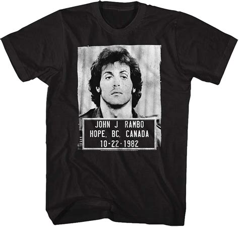 Rambo Film Series John J. Rambo Canada 1982 Mugshot T-Shirt für Erwachsene, Schwarz: Amazon.de ...