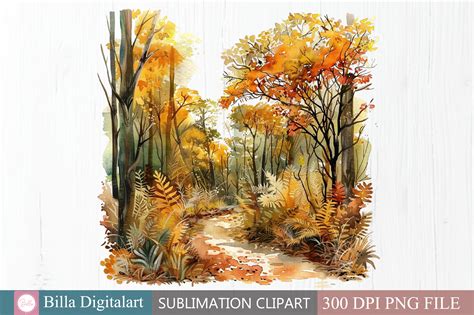 Watercolor Autumn Forest Illustration, W Graphic by BillaDigitalart · Creative Fabrica