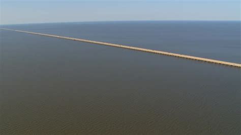 Aerial view of Lake Pontchartrain Causeway in New Orleans - Stock Video ...