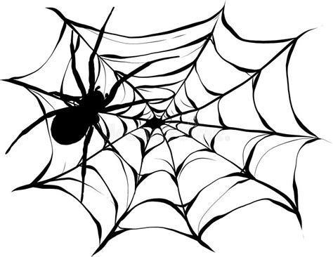 Black Spider And Torn Web. Scary Spiderweb Of Halloween Symbol Stock ...