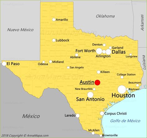 Mapa De Texas Con Nombres