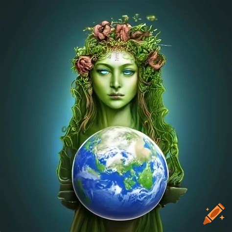 Greek goddess gaia with the earth in the background