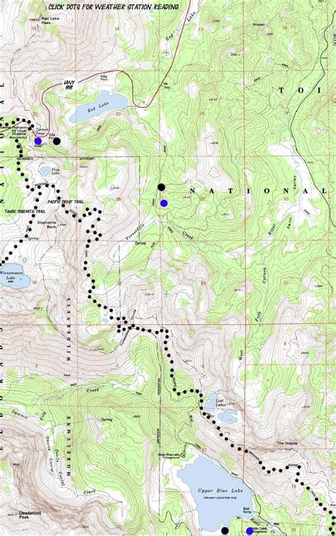 Carson Pass region Backpacking Weather Map