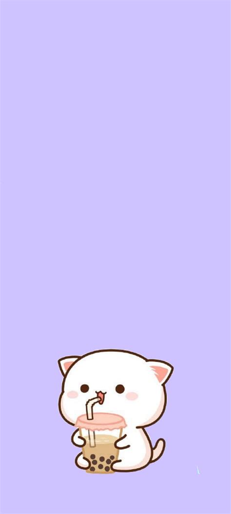 Kawii cat purple, boba, HD phone wallpaper | Peakpx