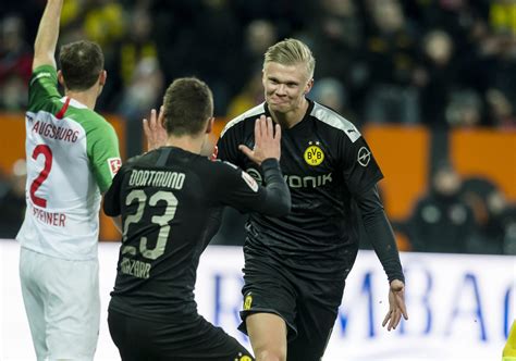 Erling Haaland leads Borussia Dortmund to a 5-3 victory over Augsburg