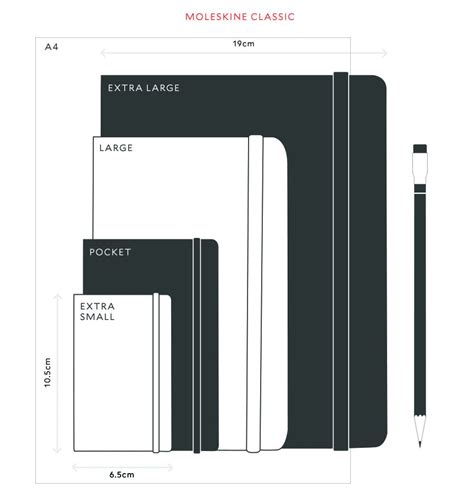 Moleskine Classic Notebook Size Comparison Chart