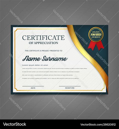 Creative certificate appreciation award Royalty Free Vector