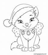 Christmas Kitten Coloring Page  Free Printable Pages sketch template