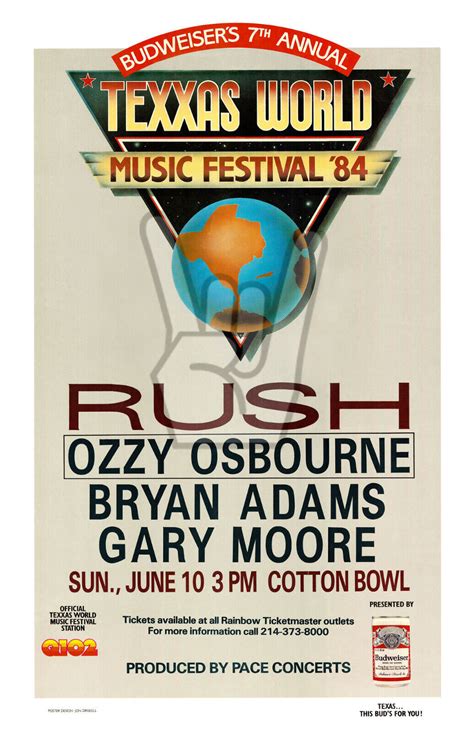 TEXXAS JAM 1984 ROCK ART CONCERT POSTER 11x17 RUSH OZZY OSBOURNE BRYAN ADAMS | eBay